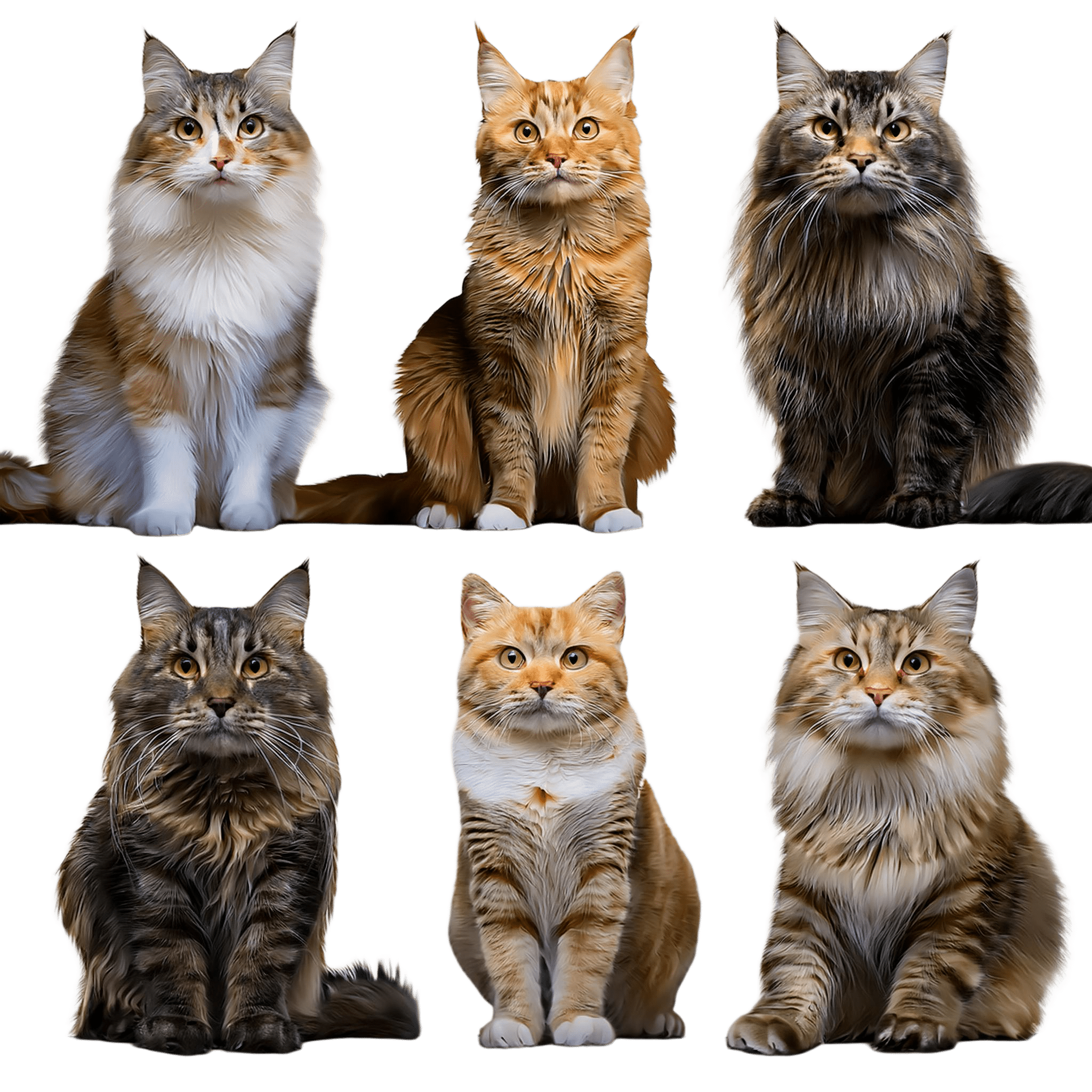 group of domestic cats sitting together png