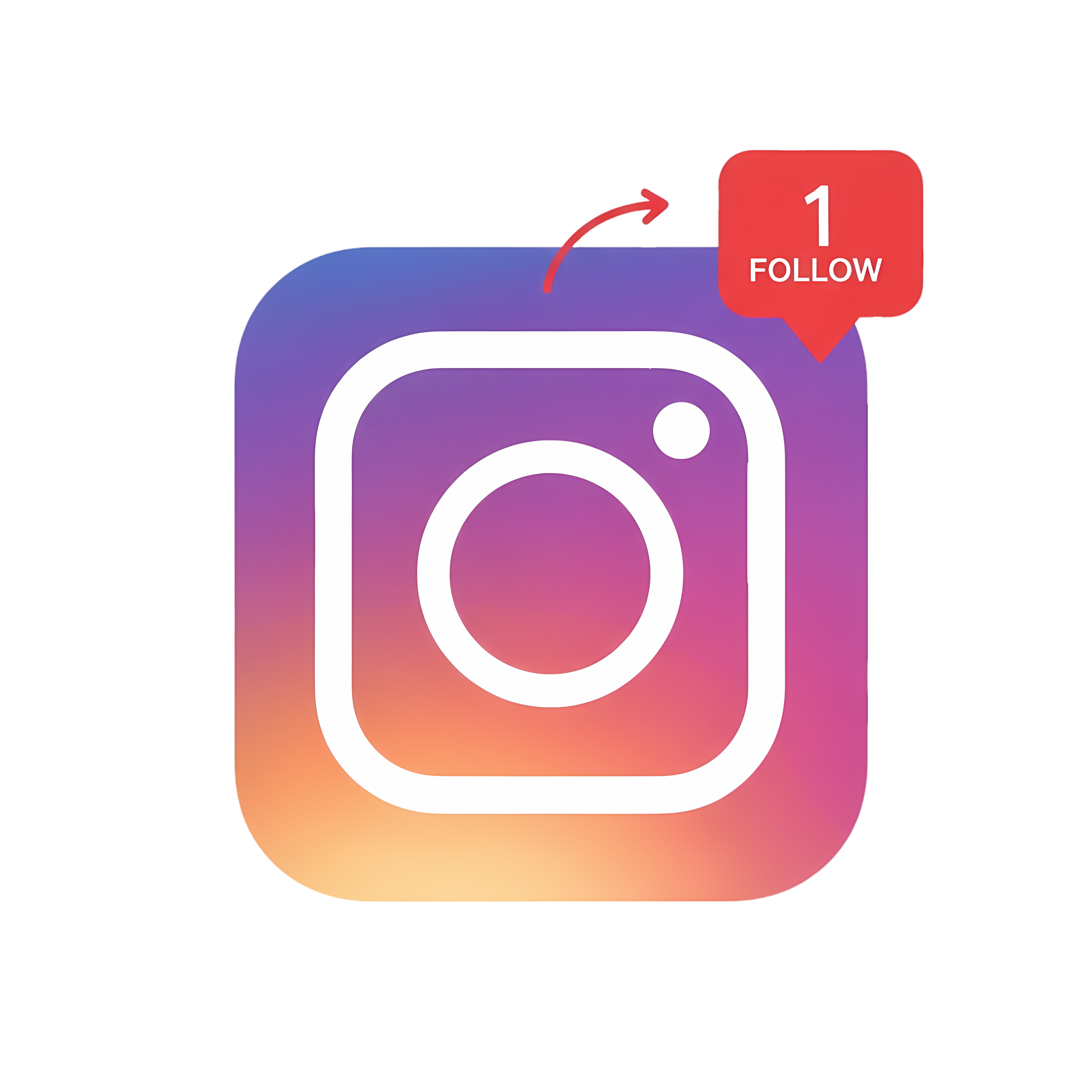 instagram app icon with follow notification button