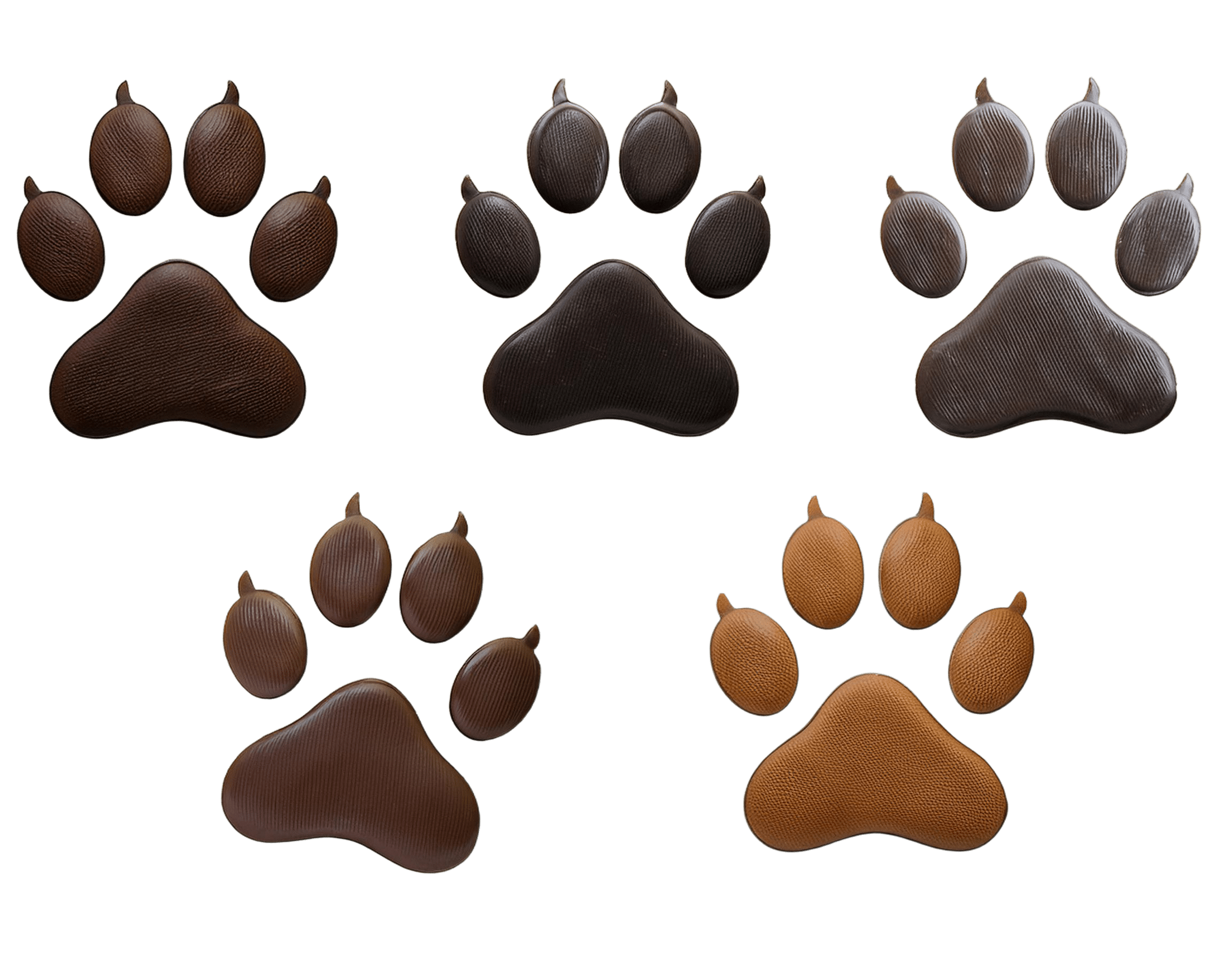 set of cat paw prints in brown and black colors png