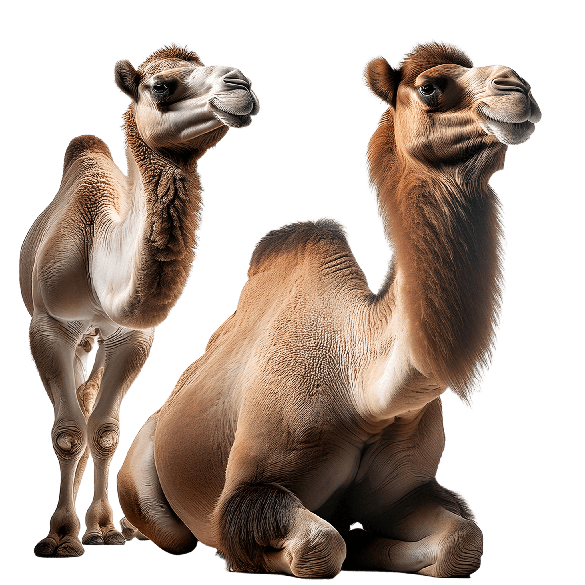 two camels resting and looking alert png