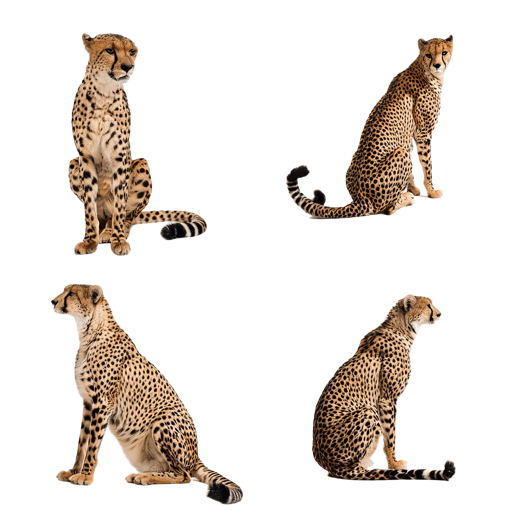 two cheetahs standing and sitting together png