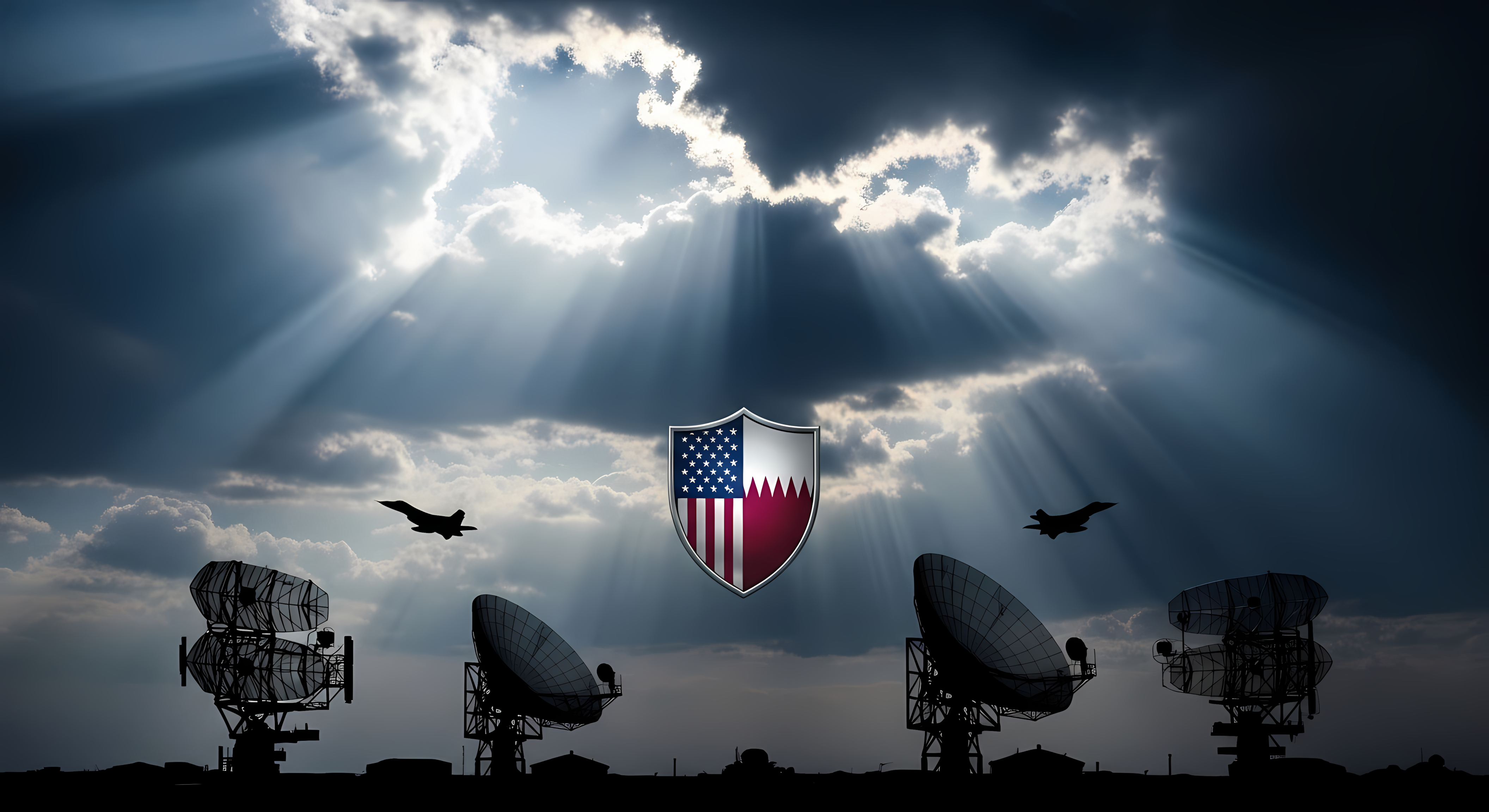 united states qatar air defense storm background