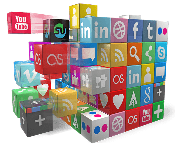 Glossy 3D Social Media Icon Cubes