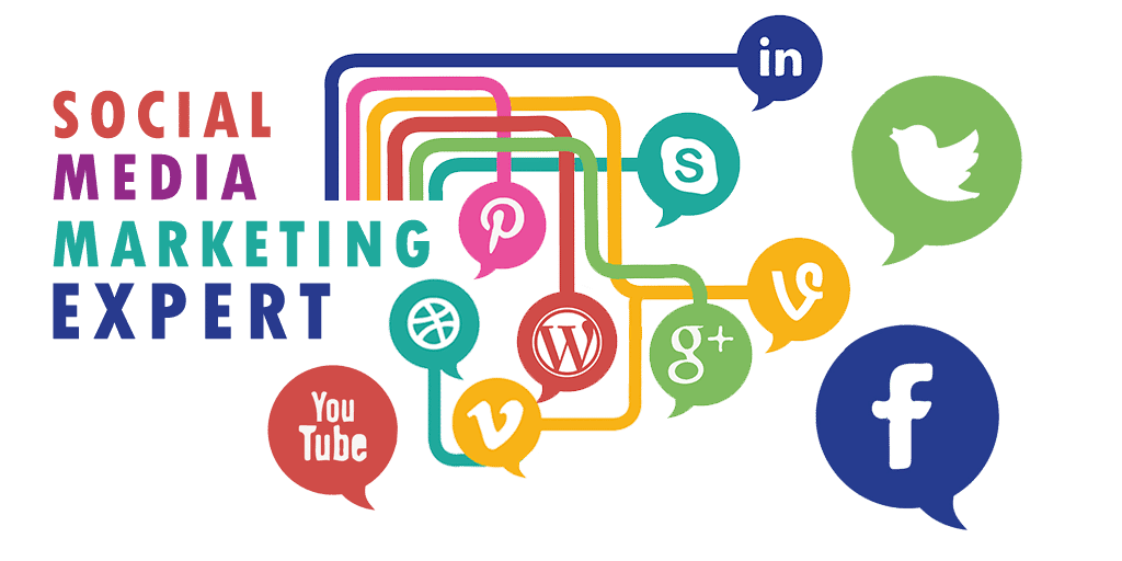 Social Media Marketing with Colorful Speech Bubbles