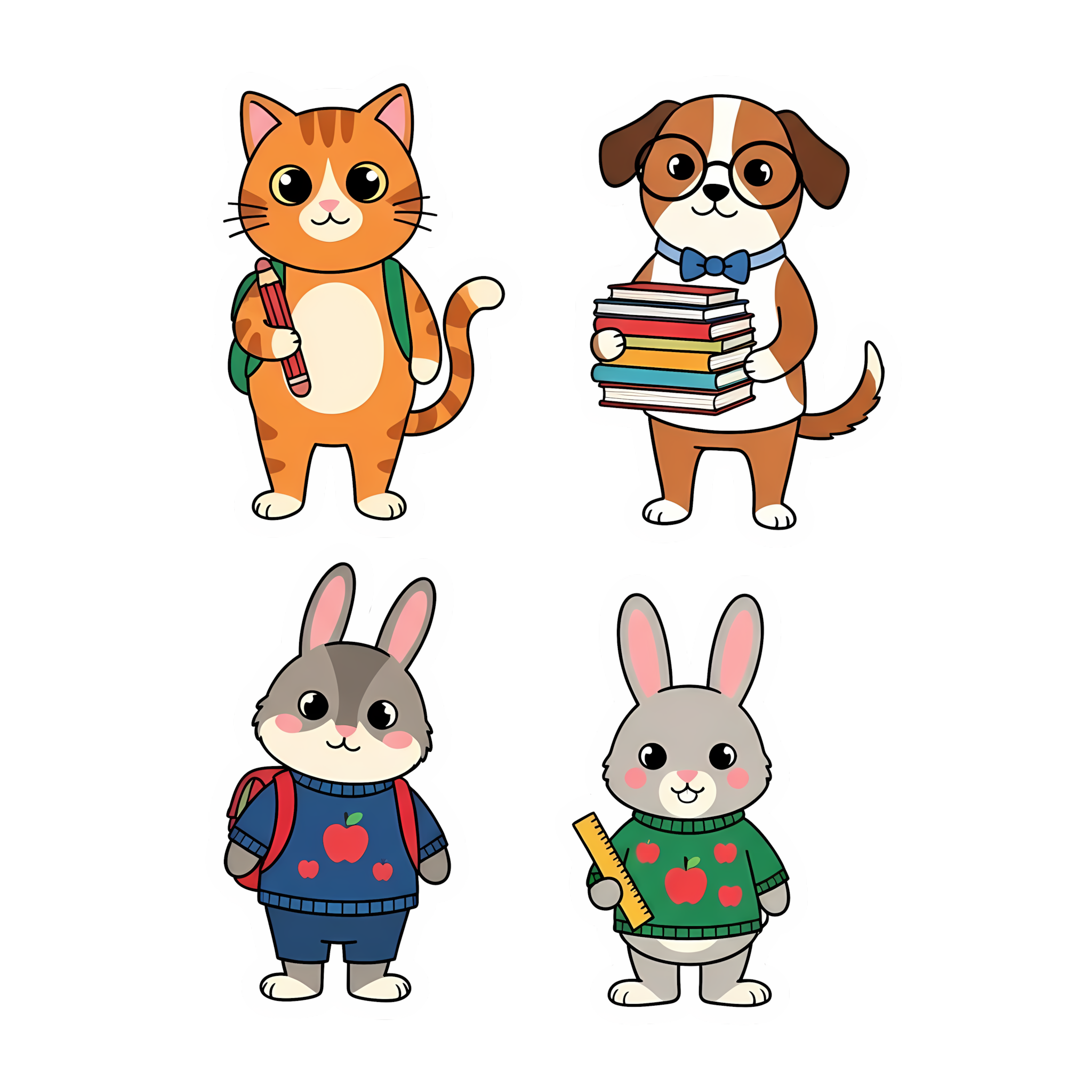 3d cartoon back to school stickers