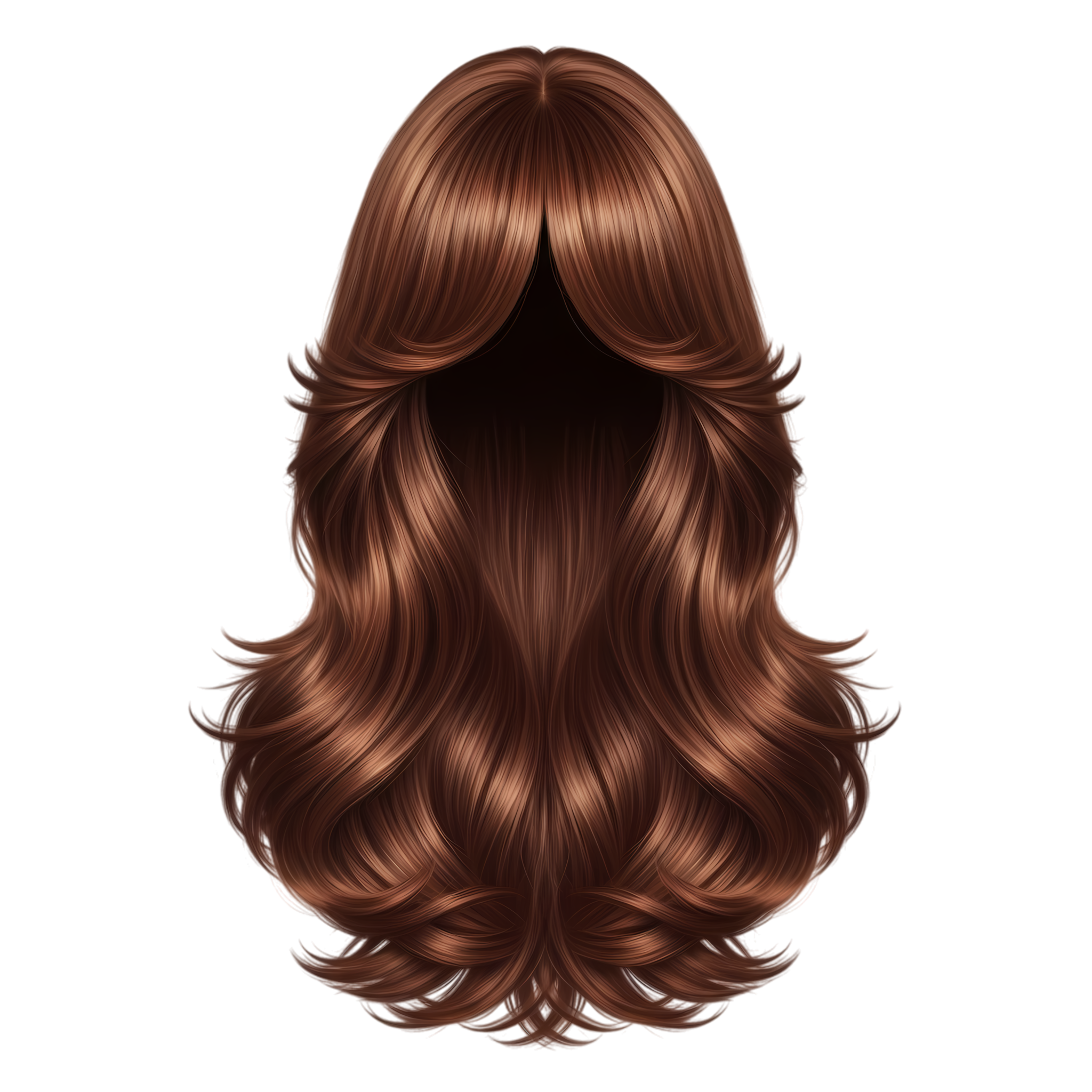auburn long hair with bangs