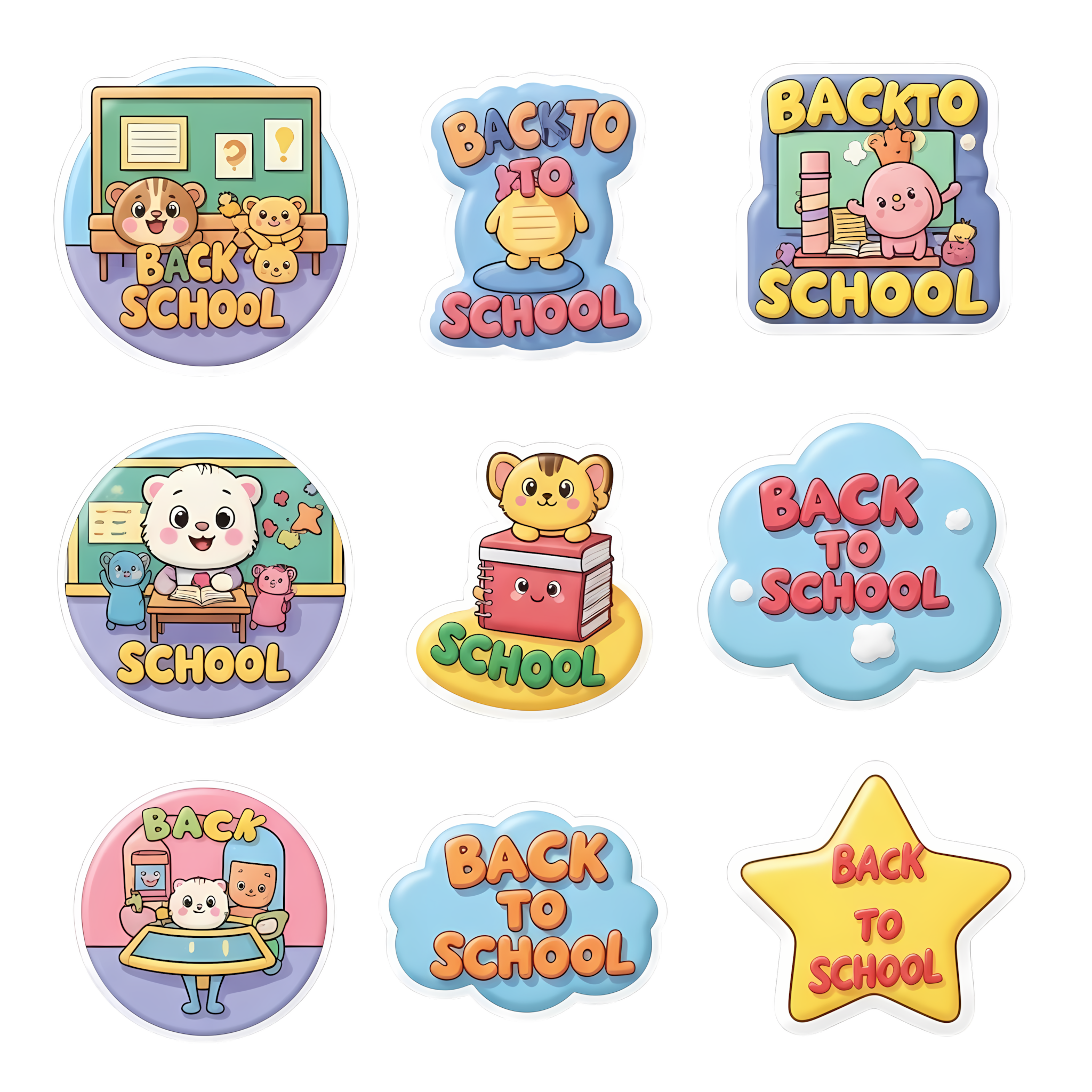 back to school kids sticker set