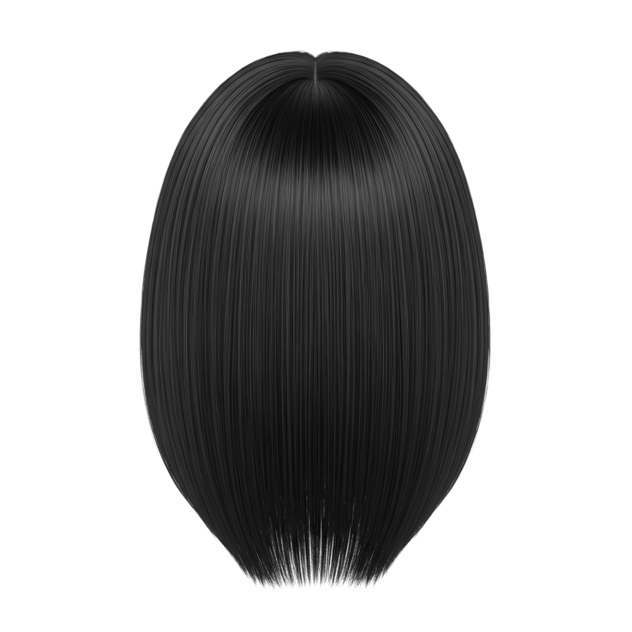 back view of straight black bob hair