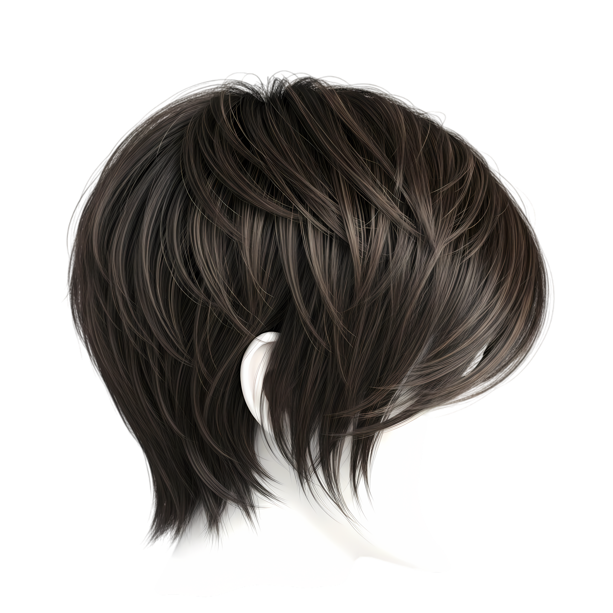 dark brown pixie cut