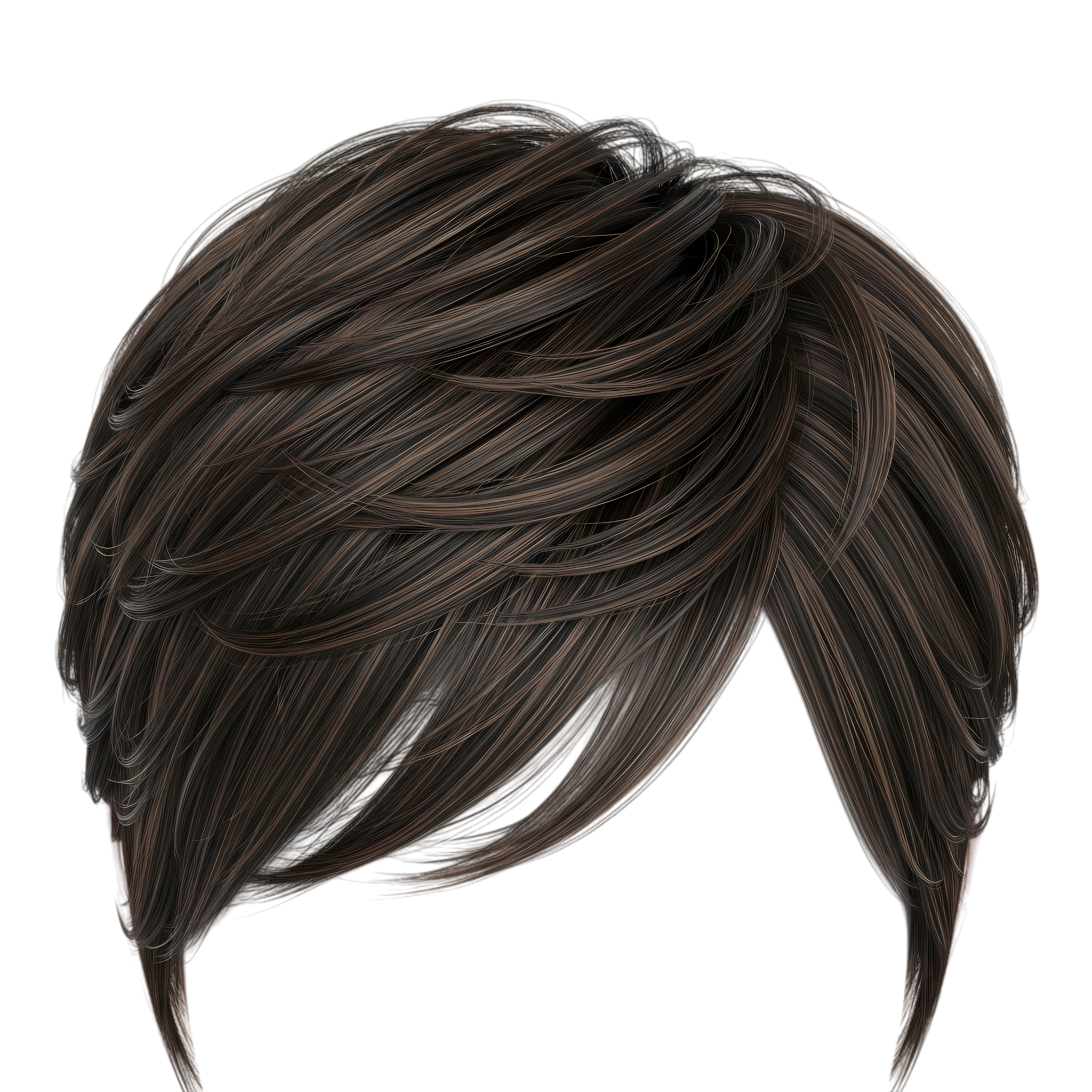 front view of short pixie cut hair