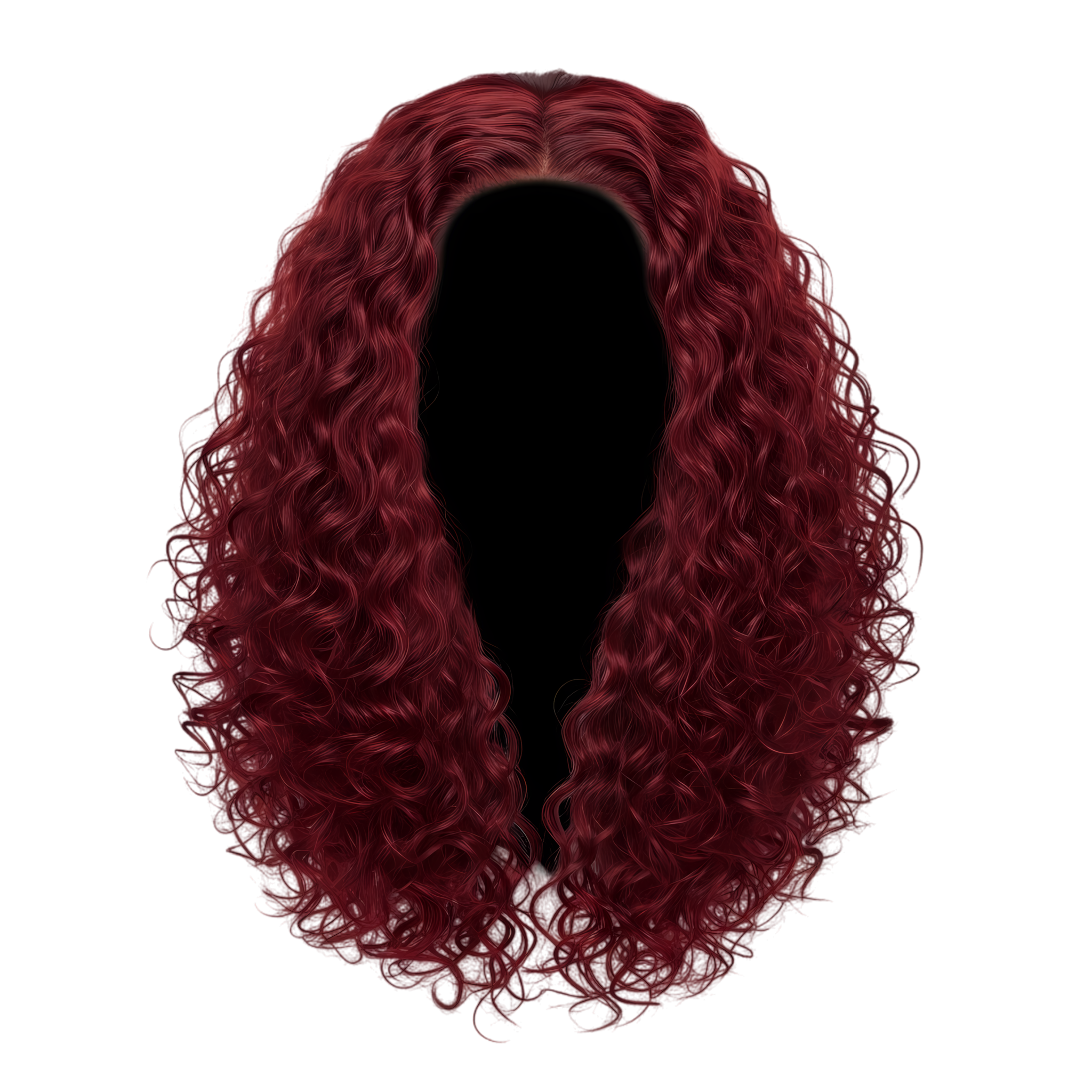 front view voluminous curly hair