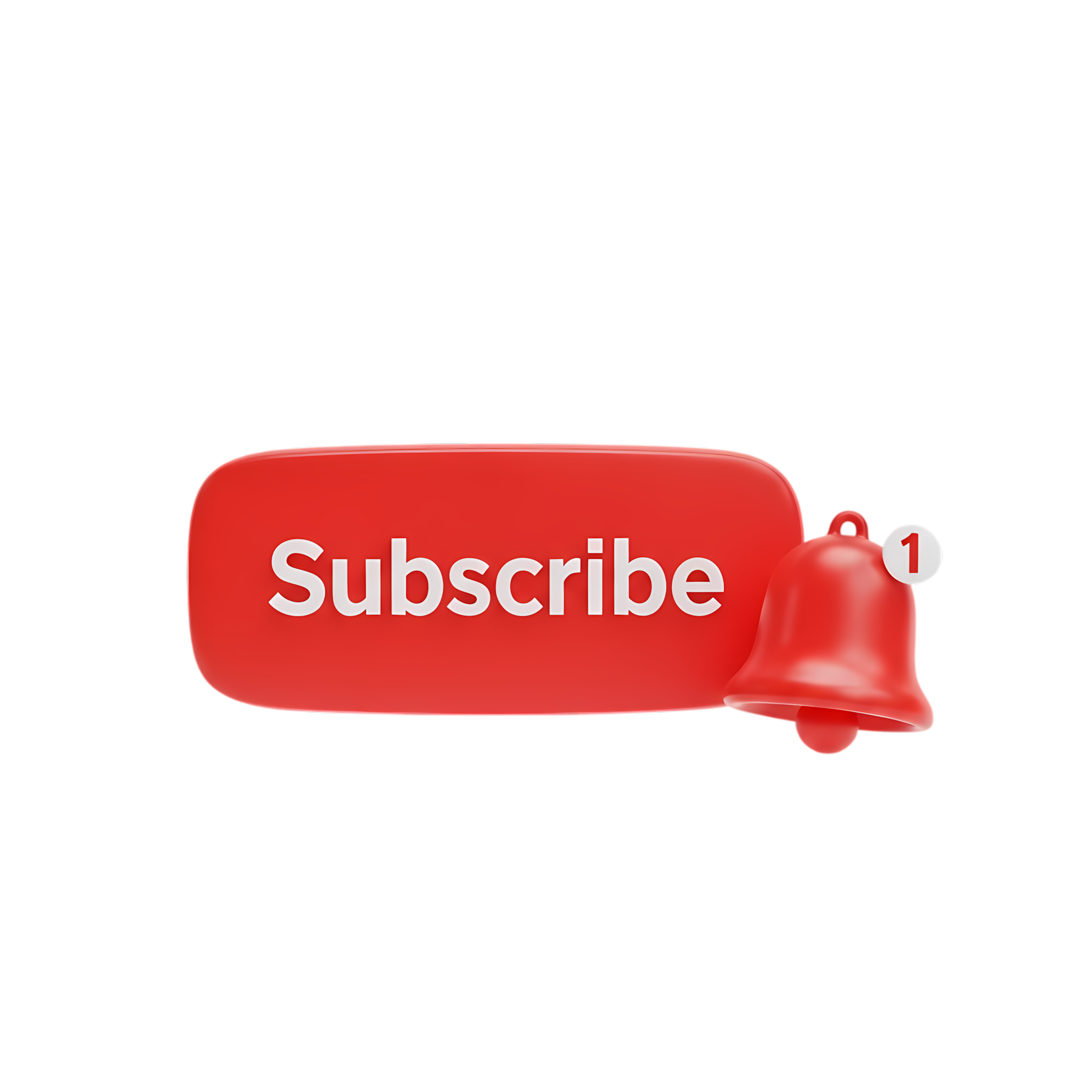 glossy 3d youtube subscribe button with bell icons