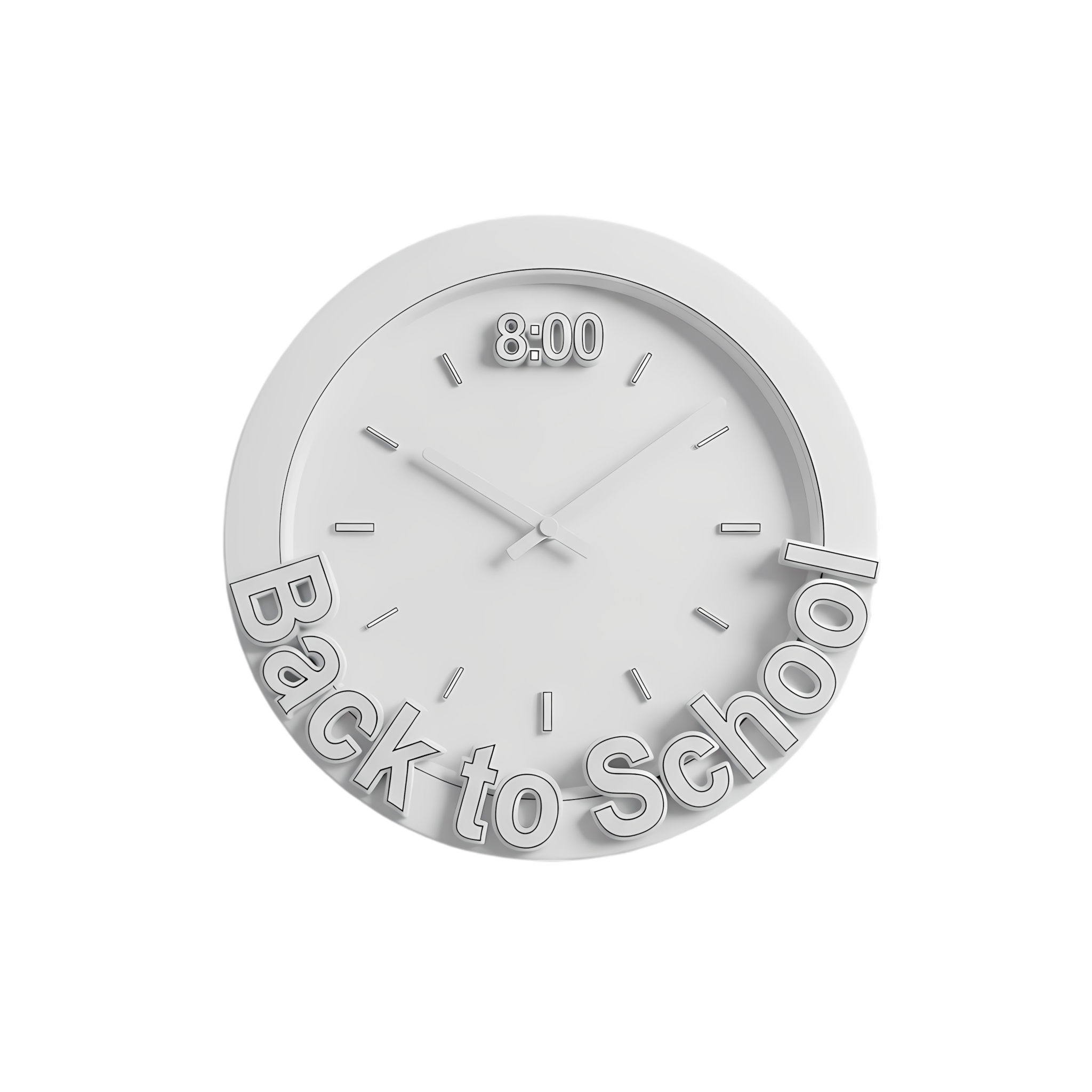 minimalist 3d clock with back to school text