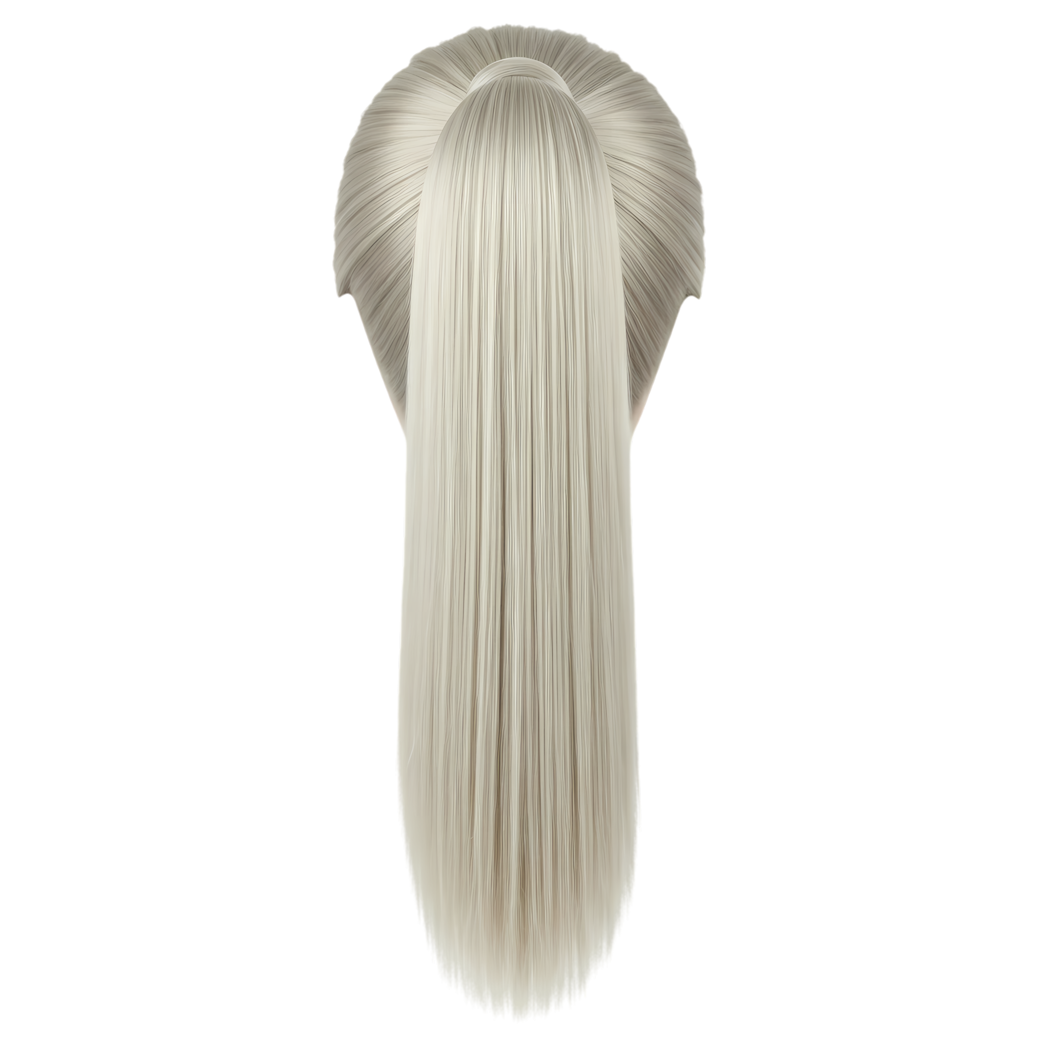 sleek platinum blonde ponytail