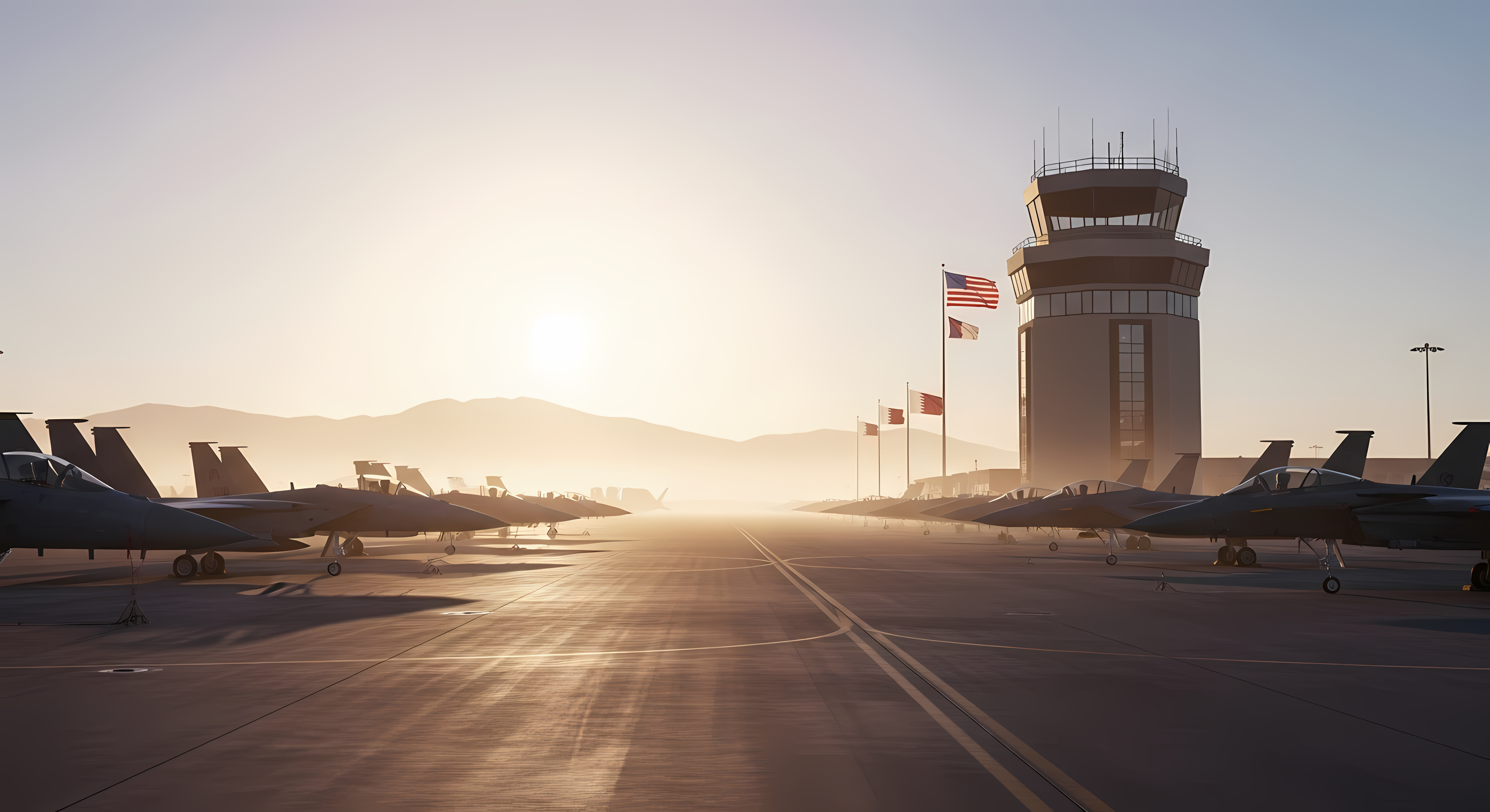 united states qatar airbase panorama background