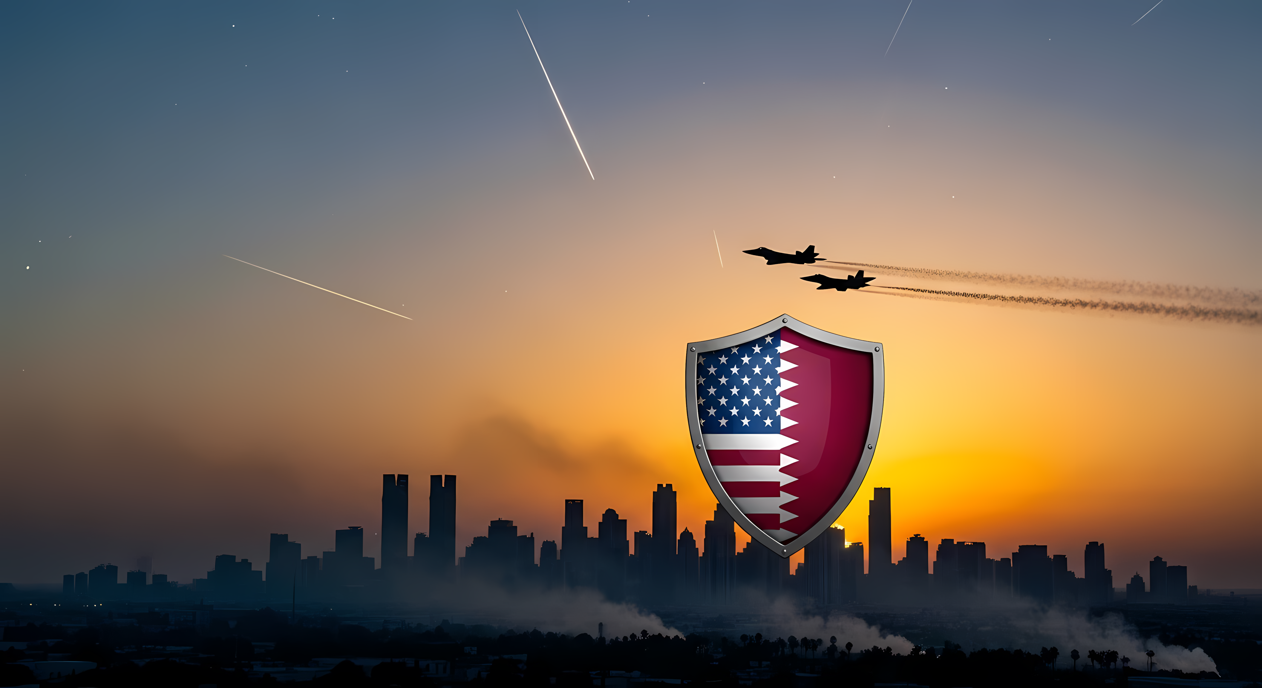 united states qatar defense twilight background