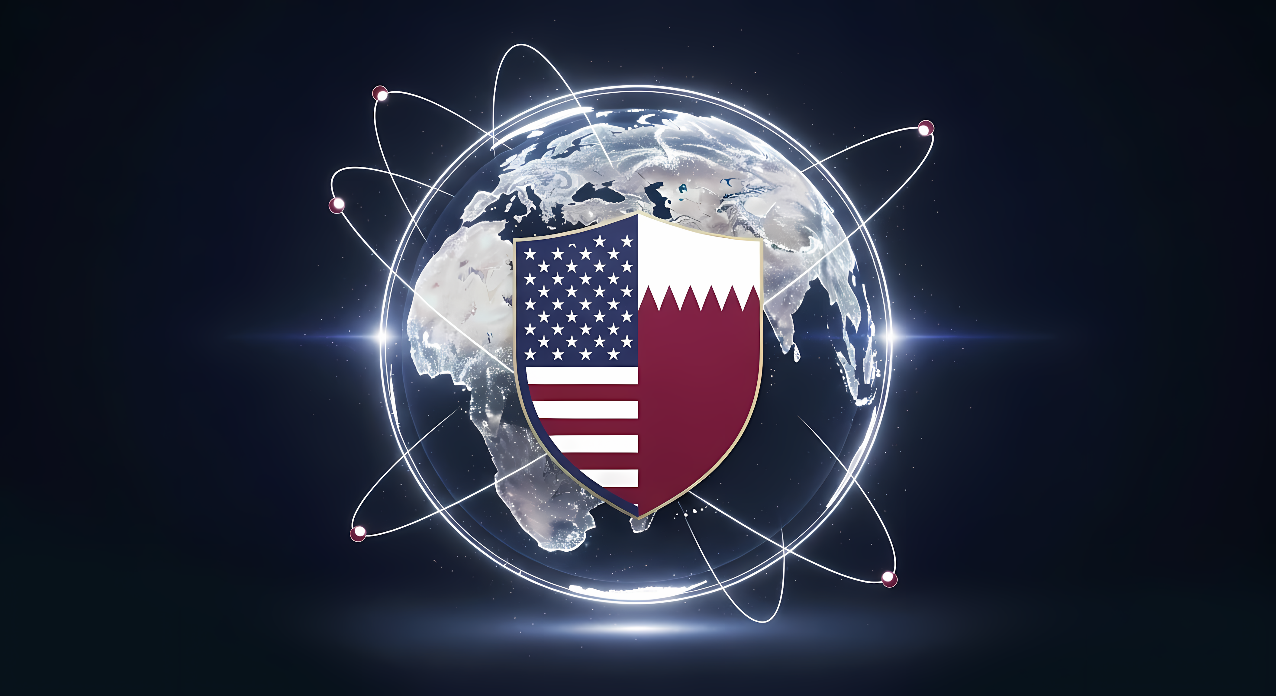 united states qatar global security globe background