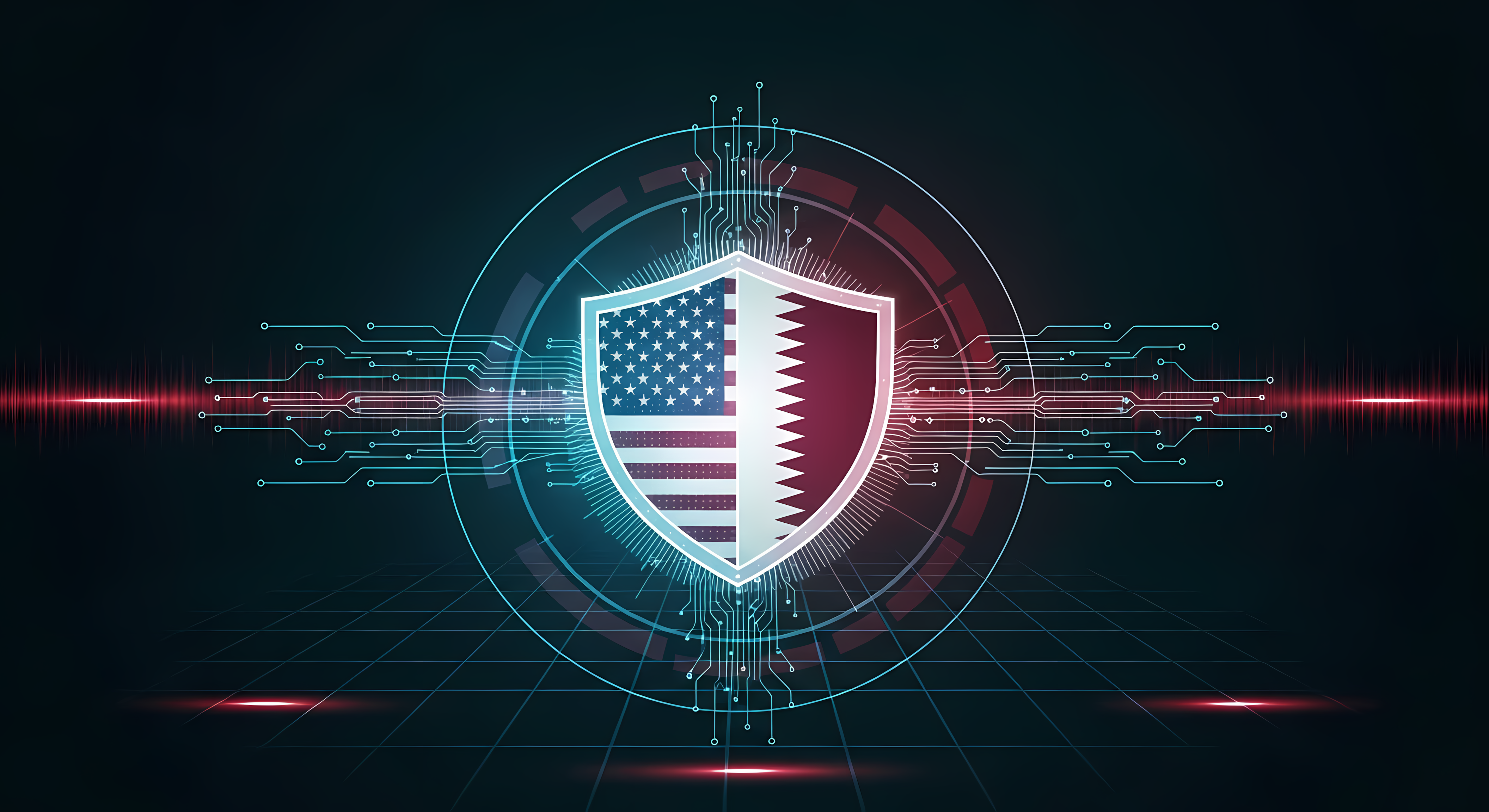 united states qatar tech shield background