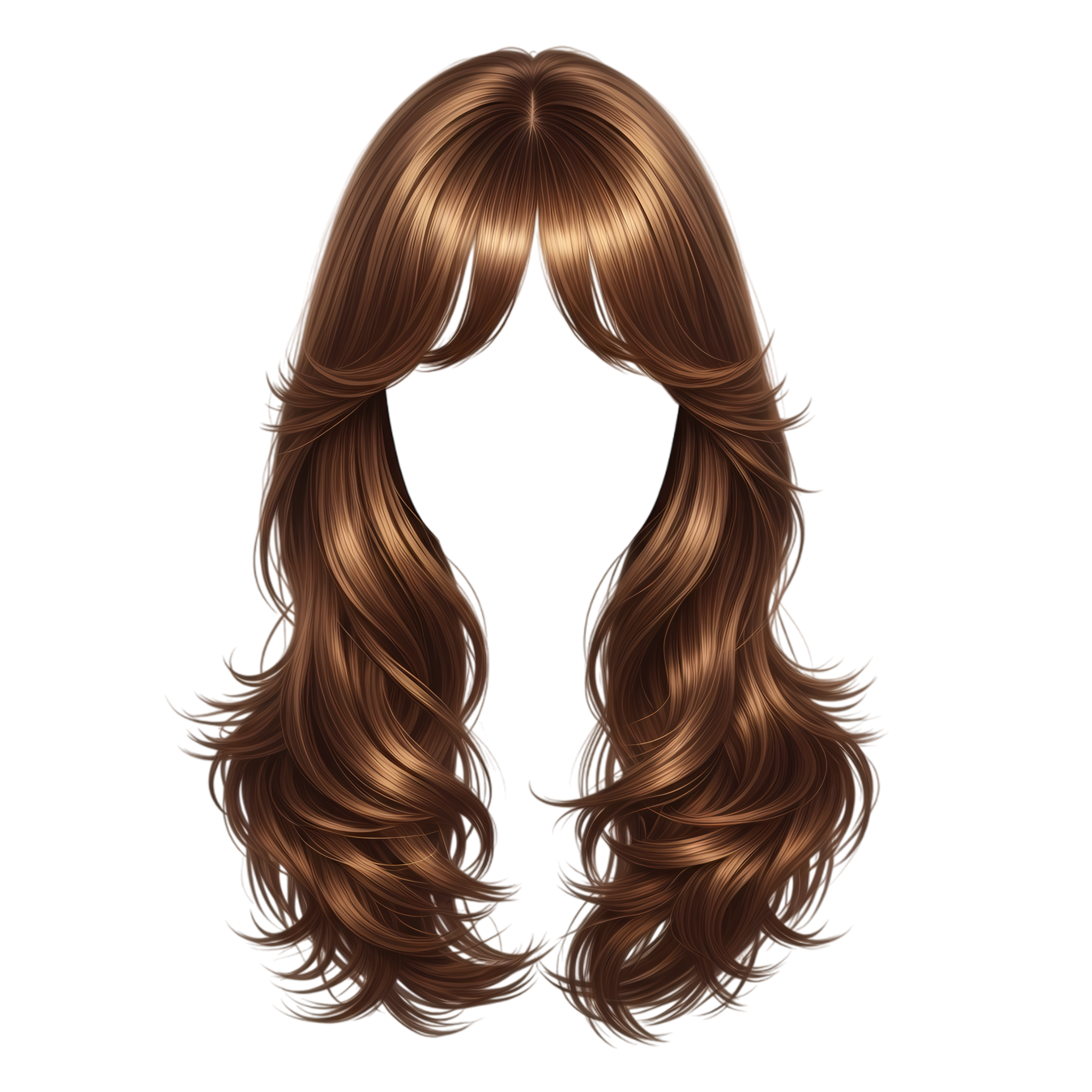 wavy long hair with bangs