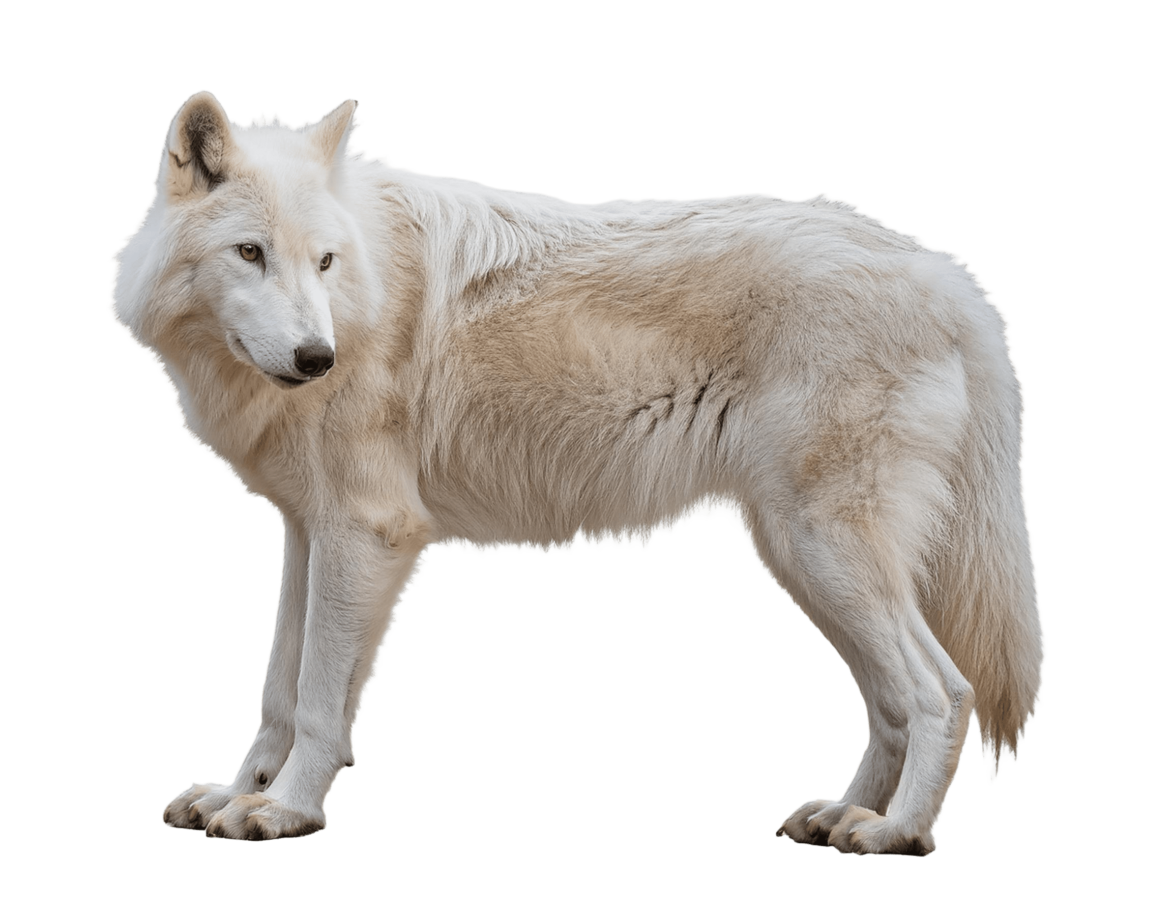 white wolf standing