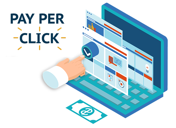 Isometric Laptop with Hand Clicking Checkmark