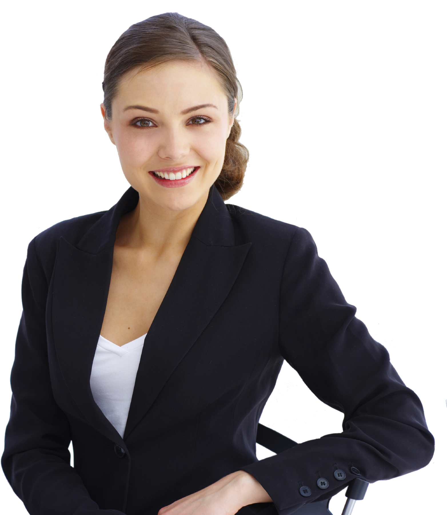 Smiling Businesswoman in Black Blazer