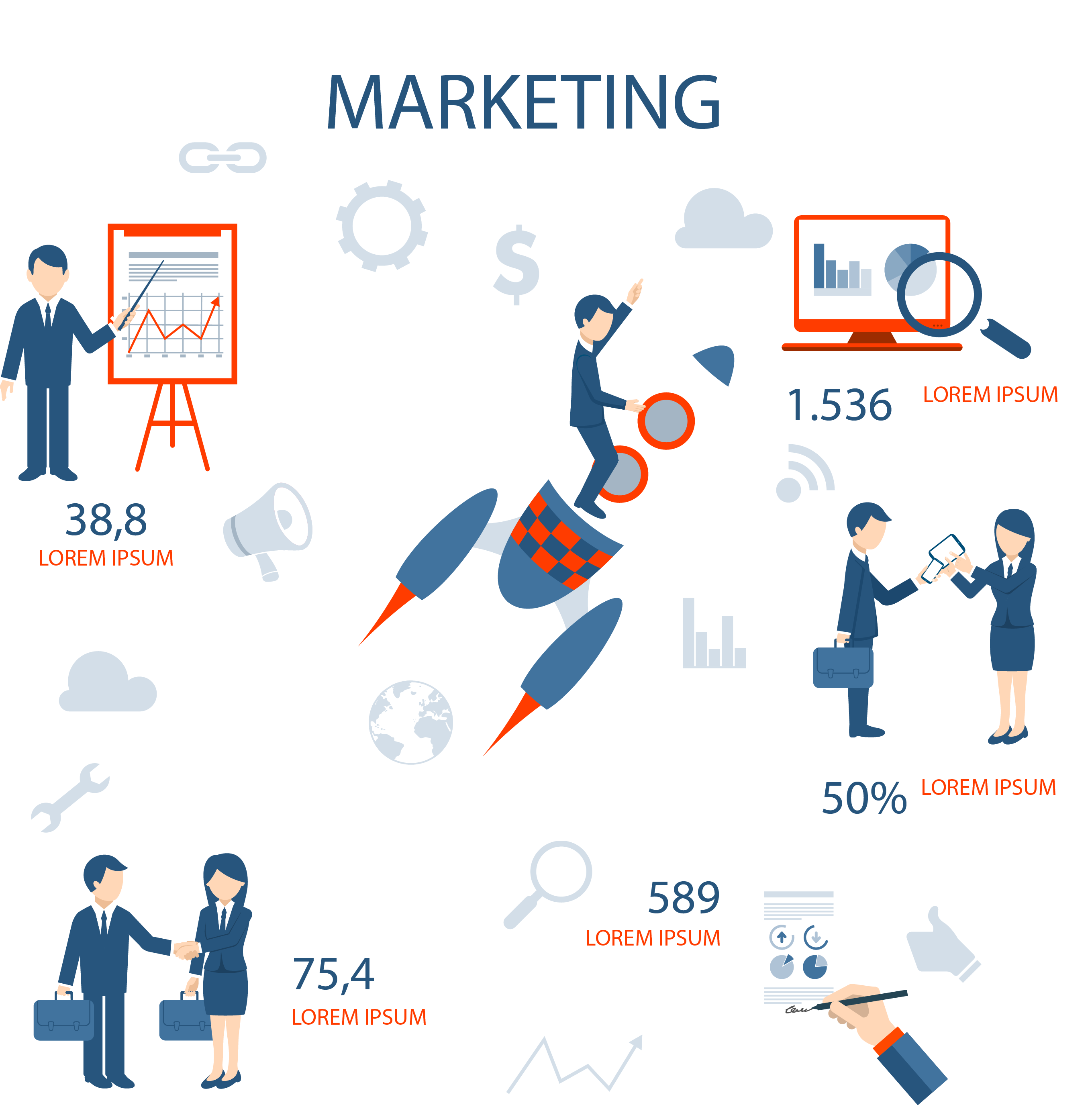 digital marketing influencer marketing business field marketing business people marketing information map vector material