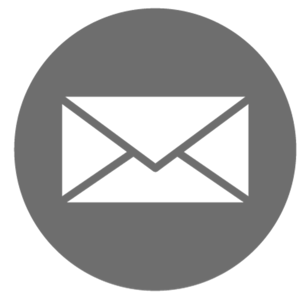 White Email Envelope Icon on Grey Circle