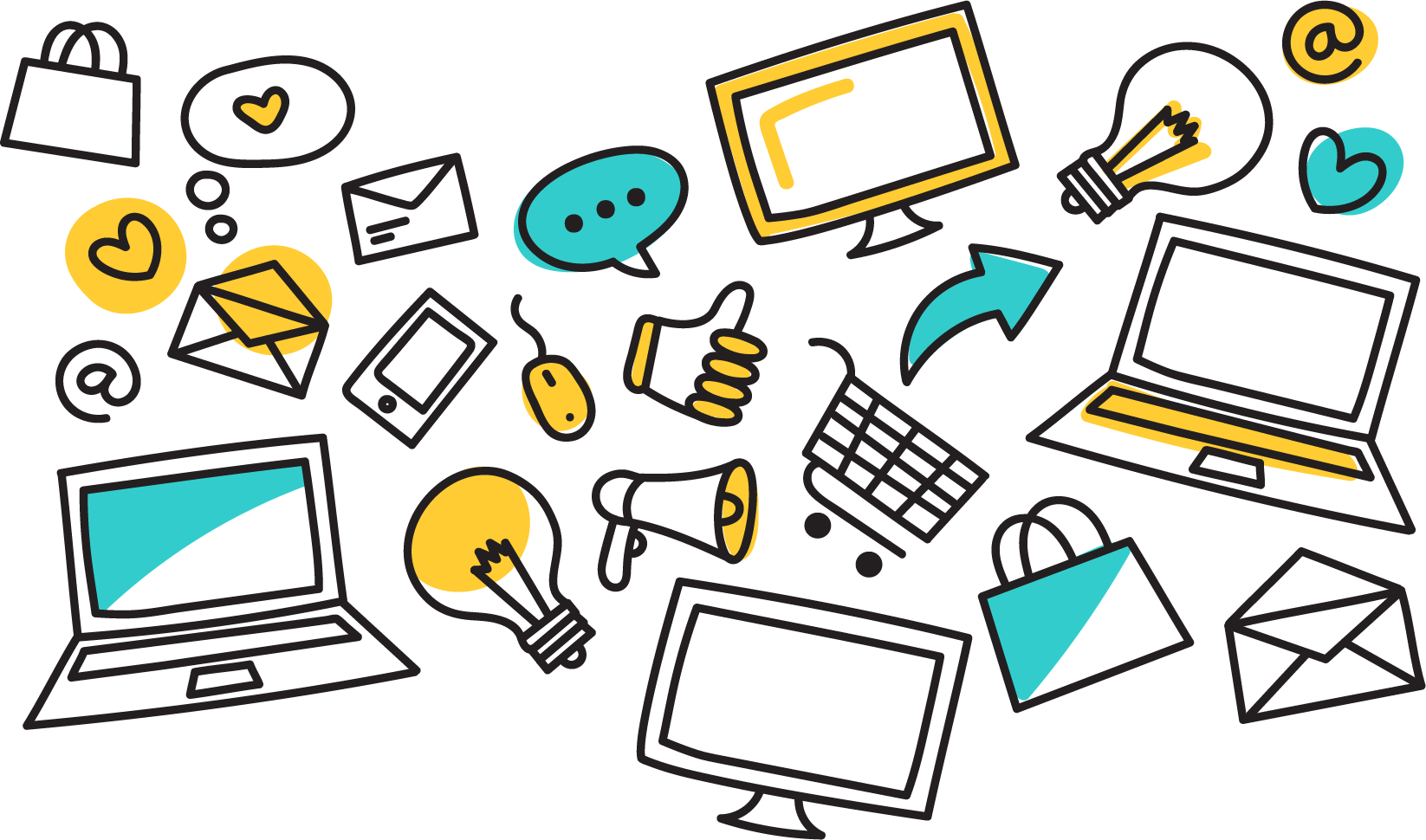 email marketing doodle euclidean vector search engine optimization hand painted shop online marketing programs cover
