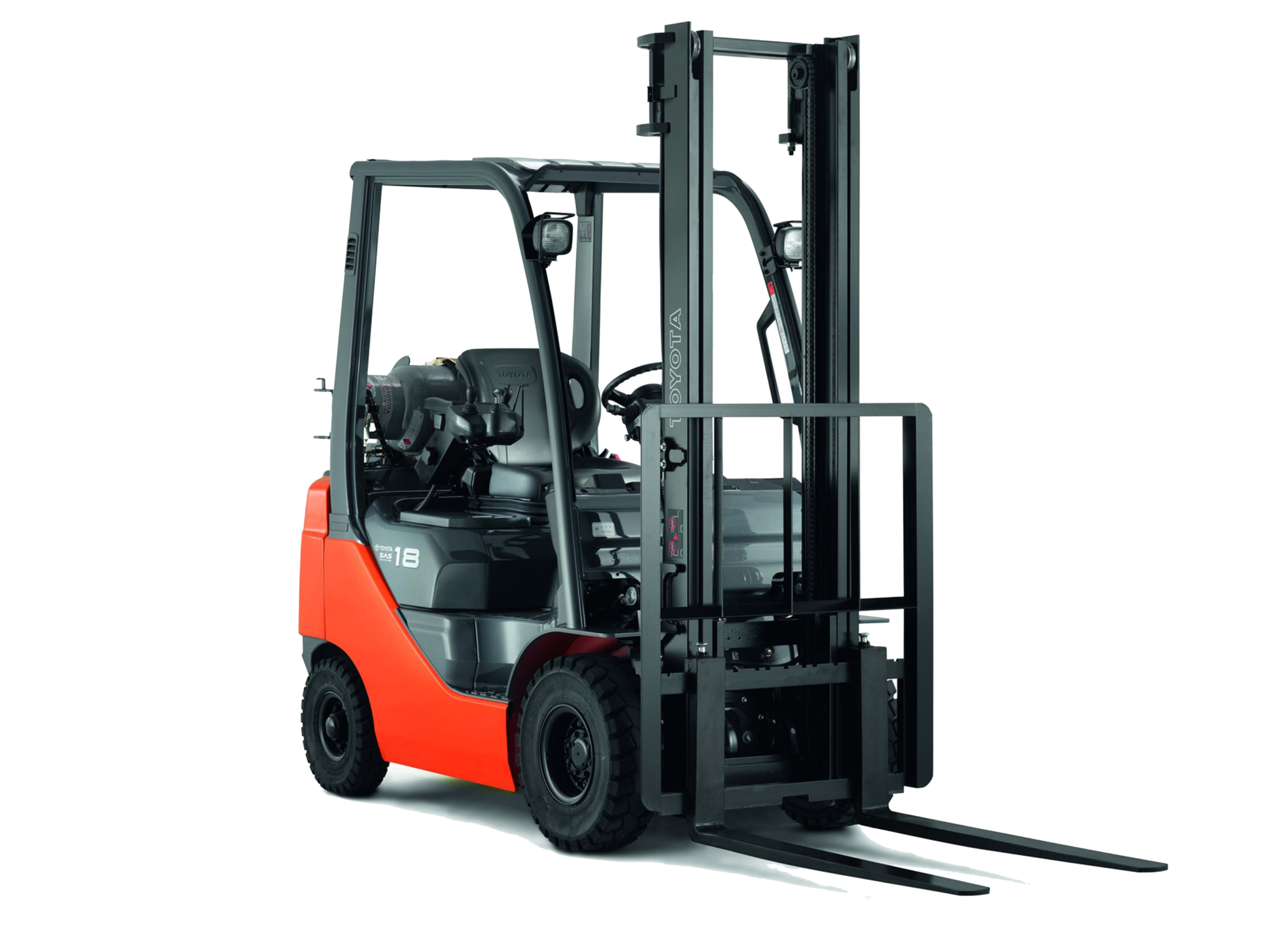 Orange and Black Forklift with Mast