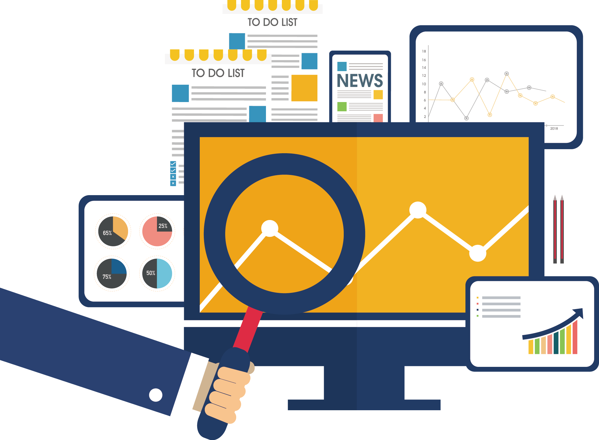 marketing research icon magnifying glass statistics table