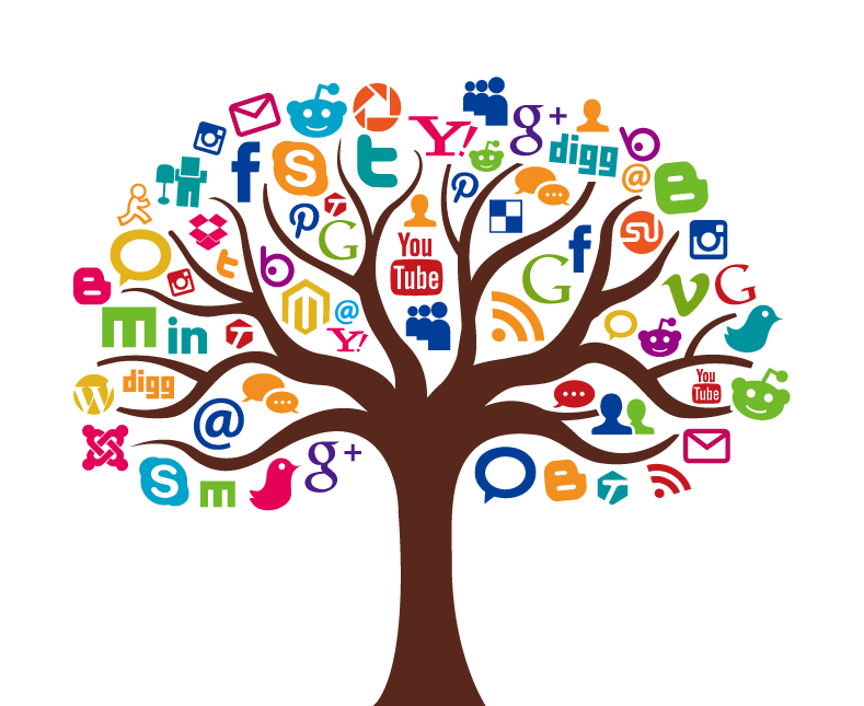 social media marketing icon vector information tree
