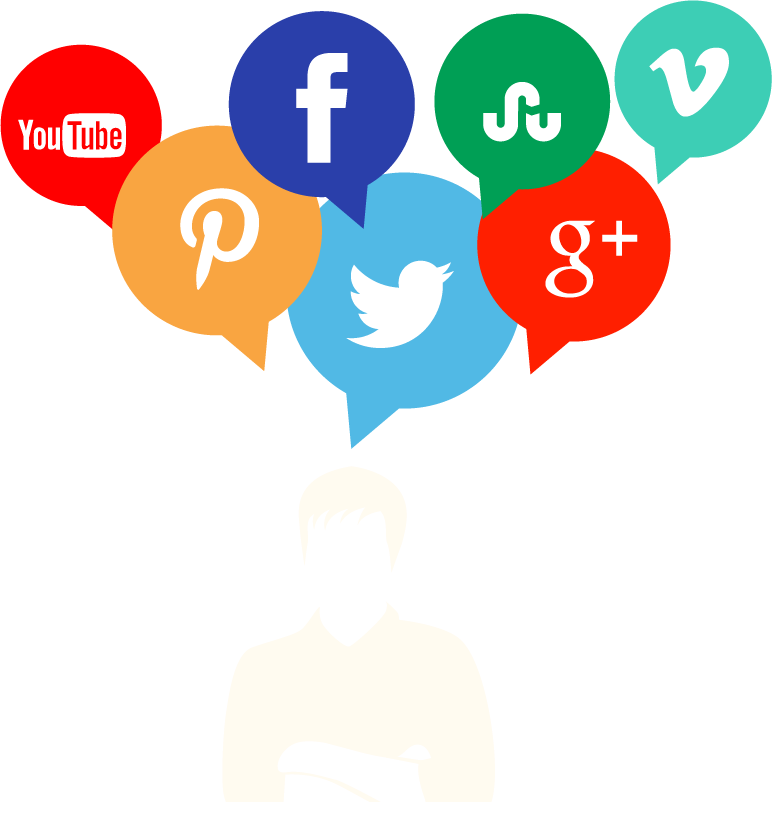 Social Media Icons in Colorful Speech Bubbles