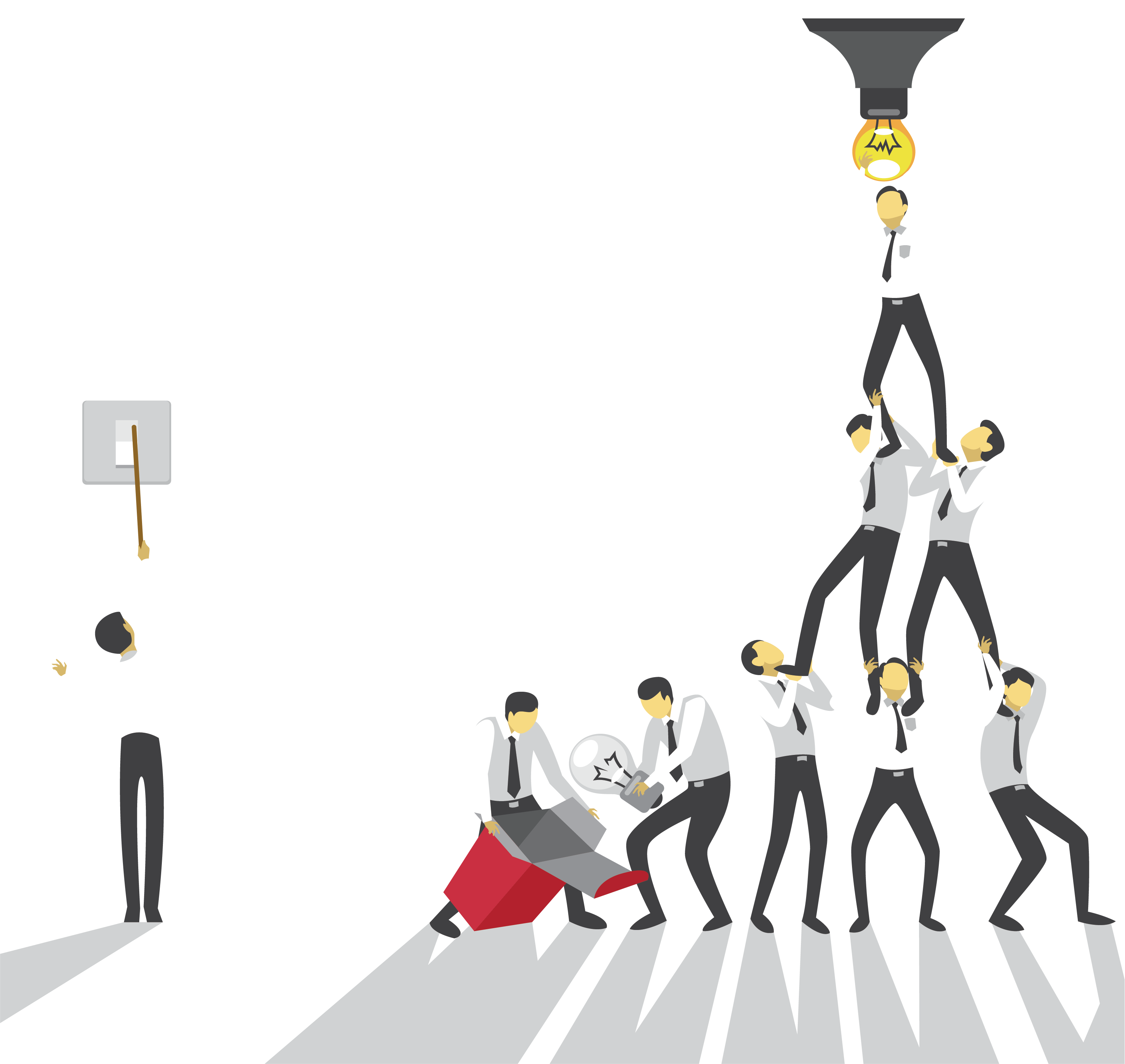 teamwork business meeting marketing multiple people work together to install the bulb