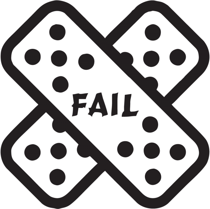 Crossed Bandages with Fail Text Design