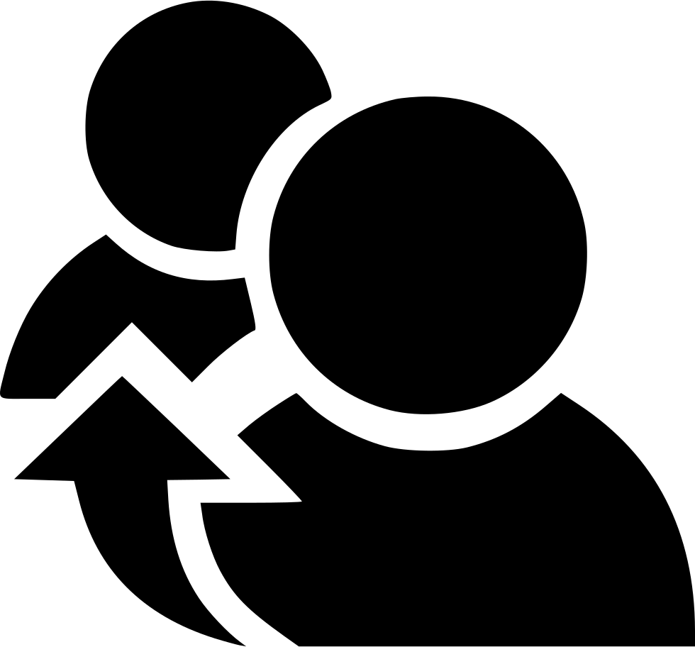 Black Two-User Icon with Upward Arrow
