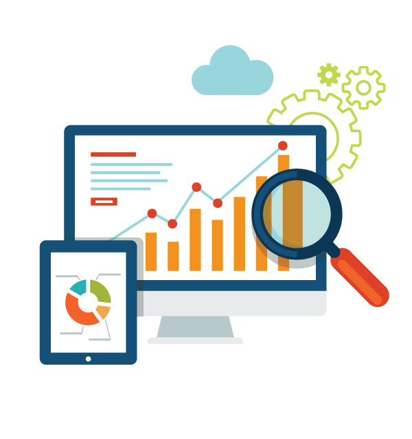 Flat Analytics Charts on Desktop Monitor