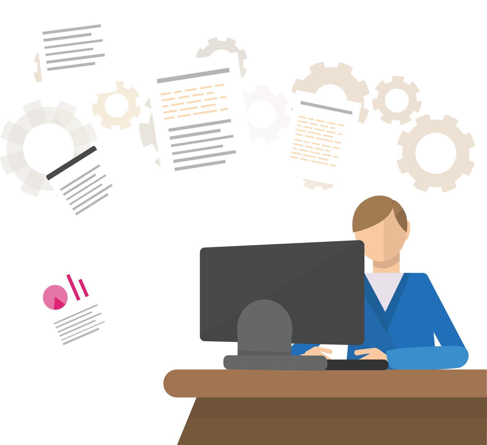digital marketing social media email marketing inbound marketing vector painted in front of the computer operation