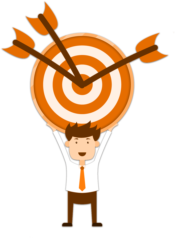 Cartoon Businessman Holding Target with Arrows