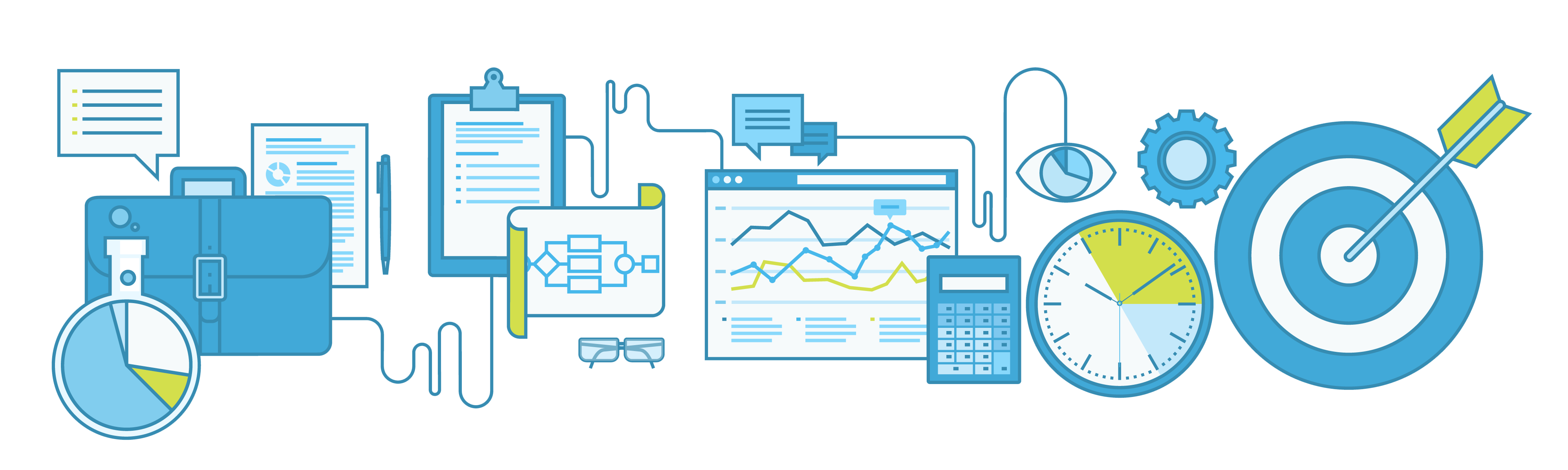 Flat Business Icons Briefcase Charts Target