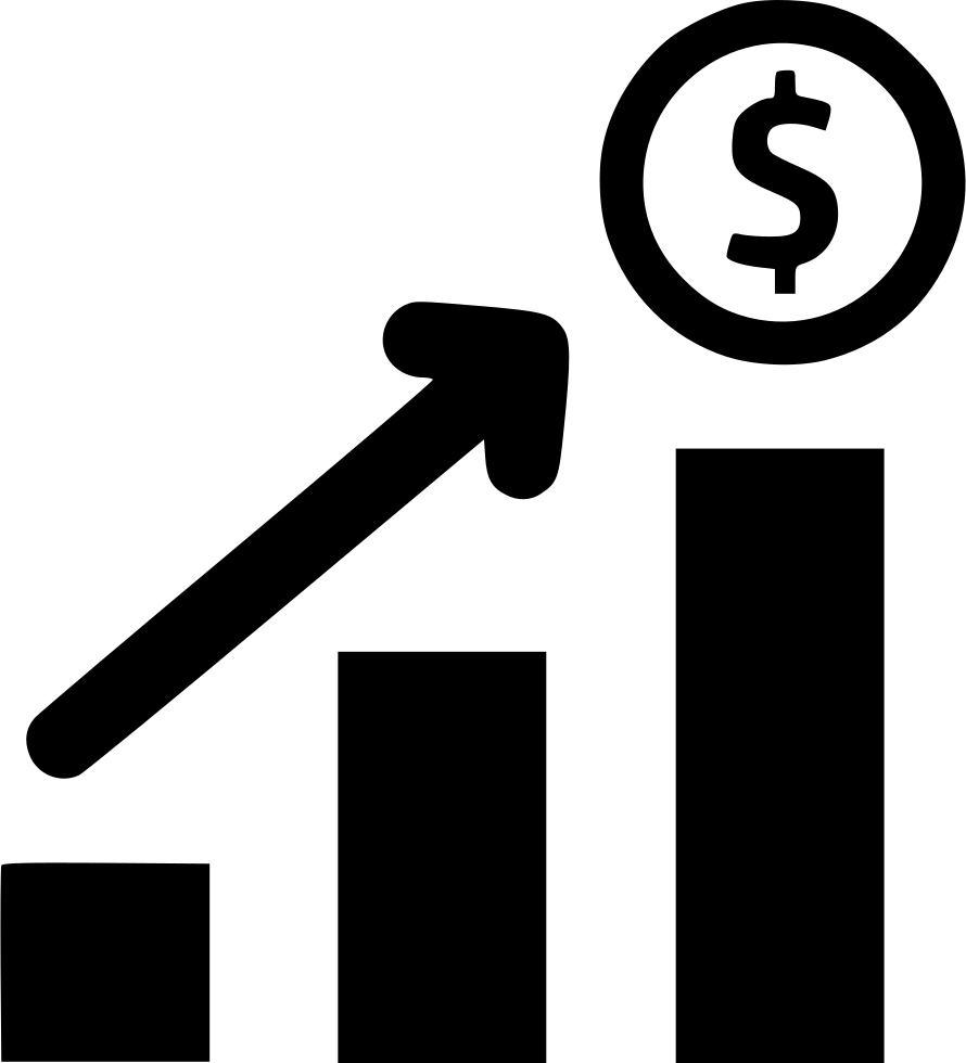 Black Revenue Growth Icon with Rising Bars