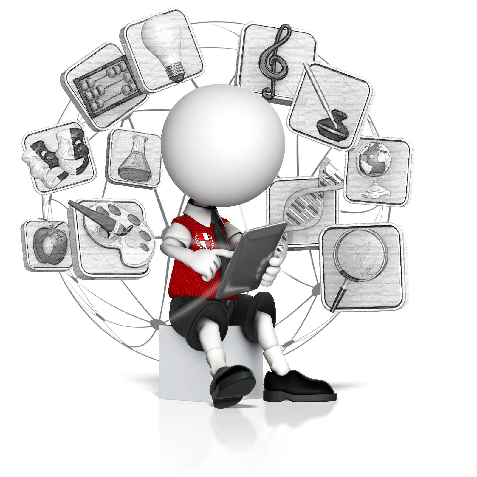 3D Figure Reading Tablet with Education Icons