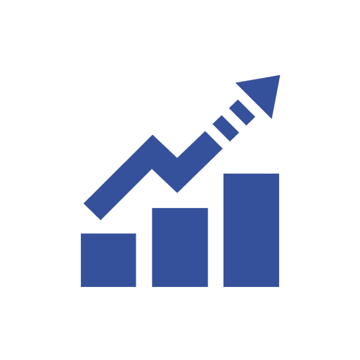 Blue Growth Chart with Upward Arrow