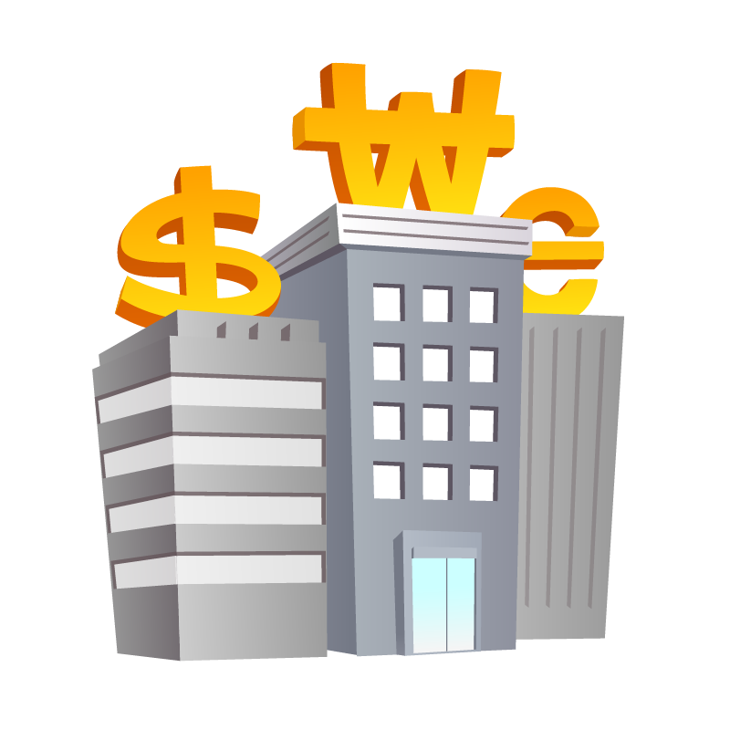 cartoon marketing comics illustration bank buildings
