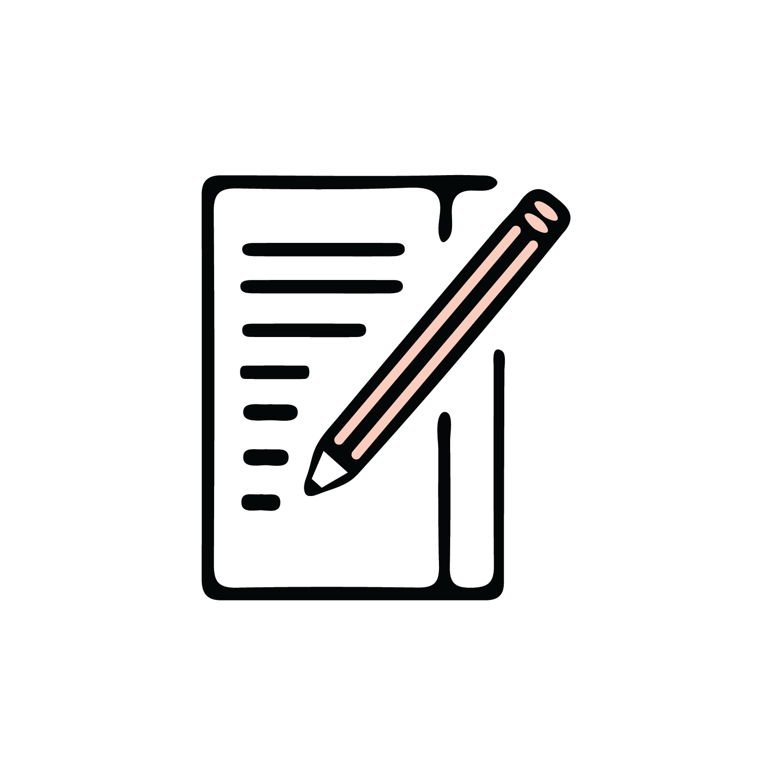 Black Line-Art Document with Peach Pencil