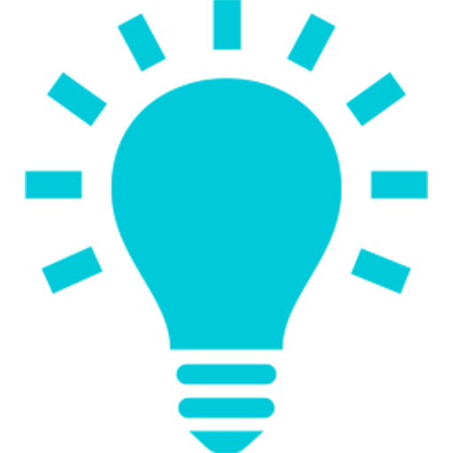Turquoise Flat Light Bulb Icon with Rays