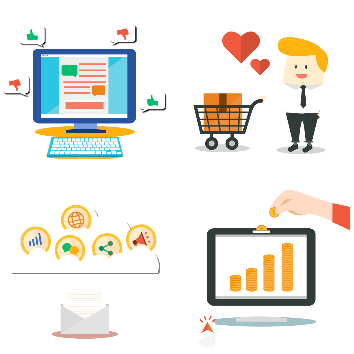 digital marketing social media marketing advertising vector computer shopping