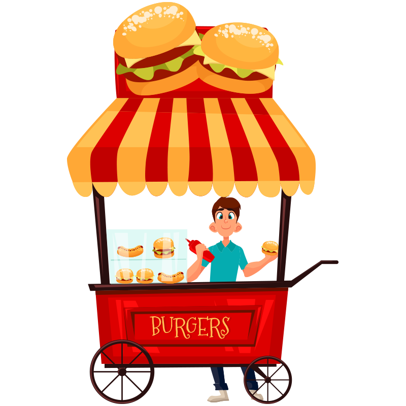 Dog Food Street Food Hot Dog Market Stall Food Cart Hot Dog Cart Orange Toy transparent back