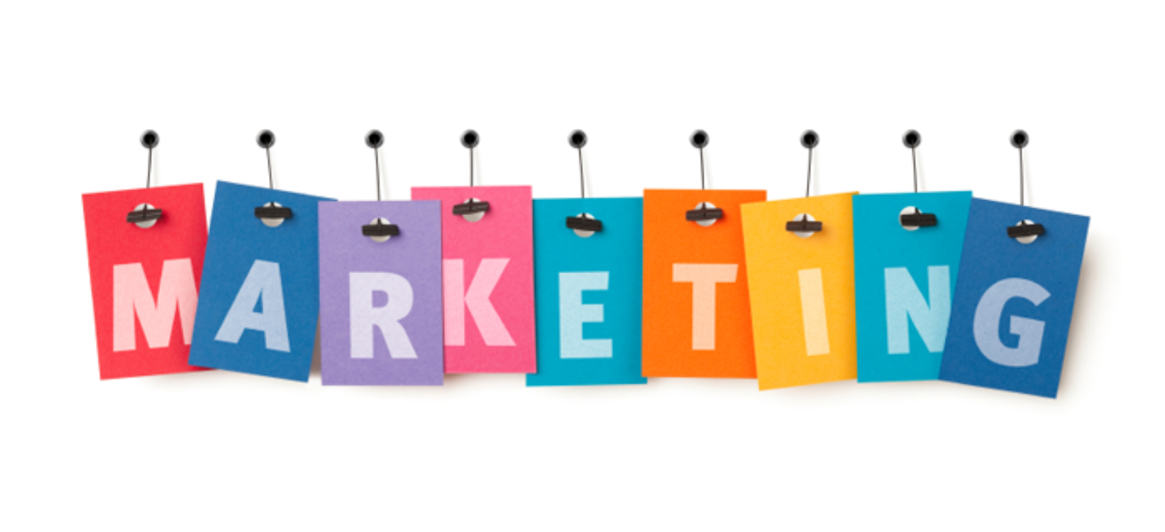 Colorful Paper Cards Spelling Marketing