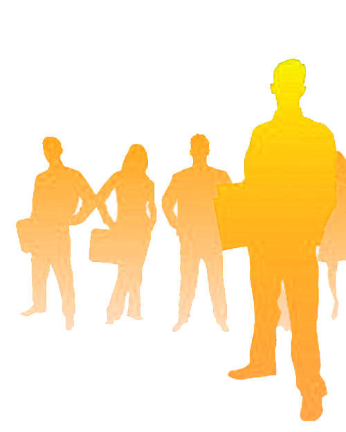 Orange Gradient Business People with Briefcases